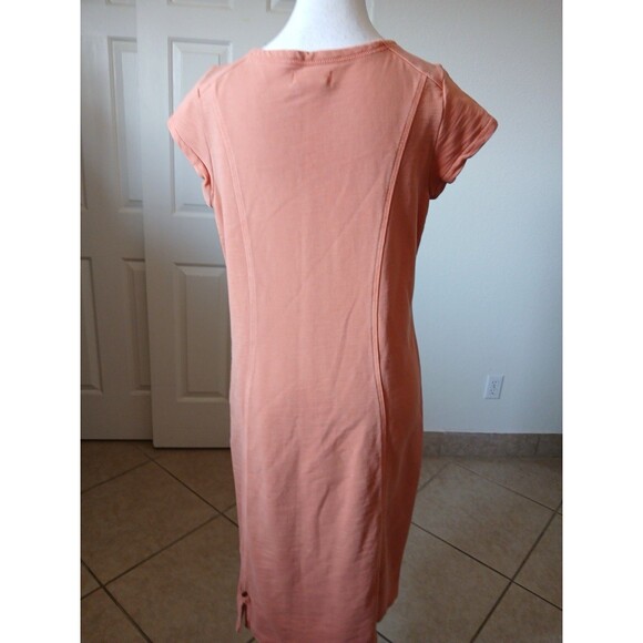 THE TERRITORY AHEAD Womens Dress‎ M  100% Cotton Orange Short Sleeve V-Neck Midi - Picture 2 of 16